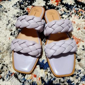 Braided Purple Flat Sandals